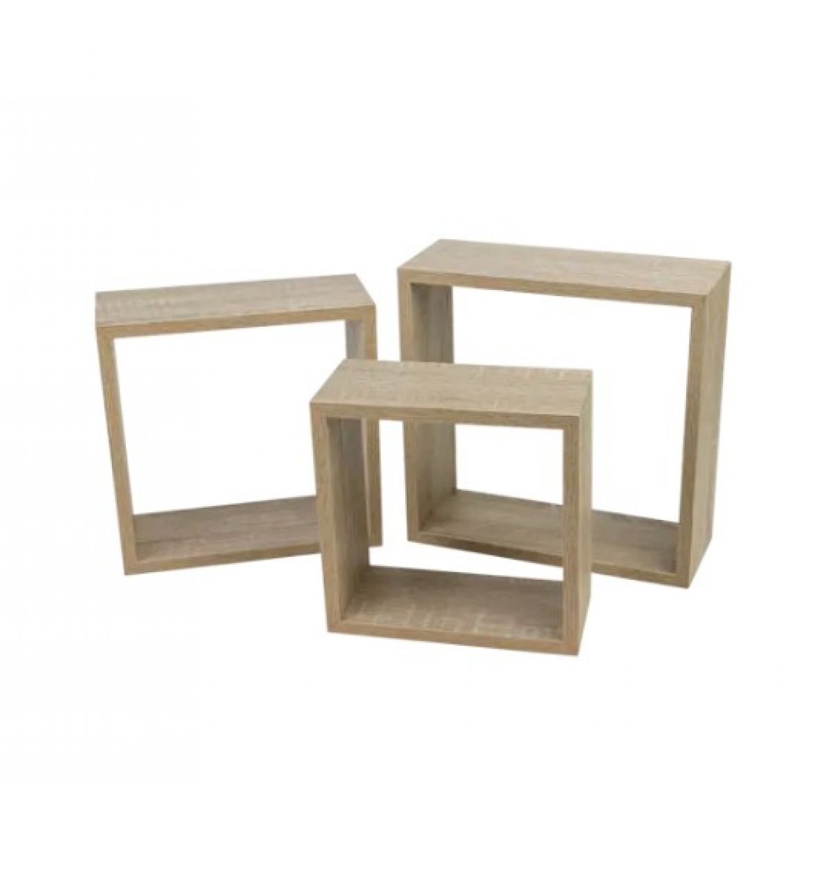 Set of 3 shelves, oak, square