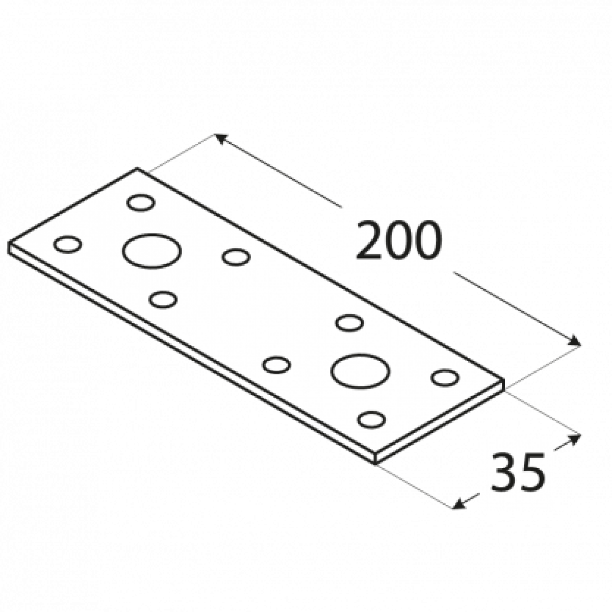 Naelutusplaat LP3 200x35x2,5 mm DOMAX
