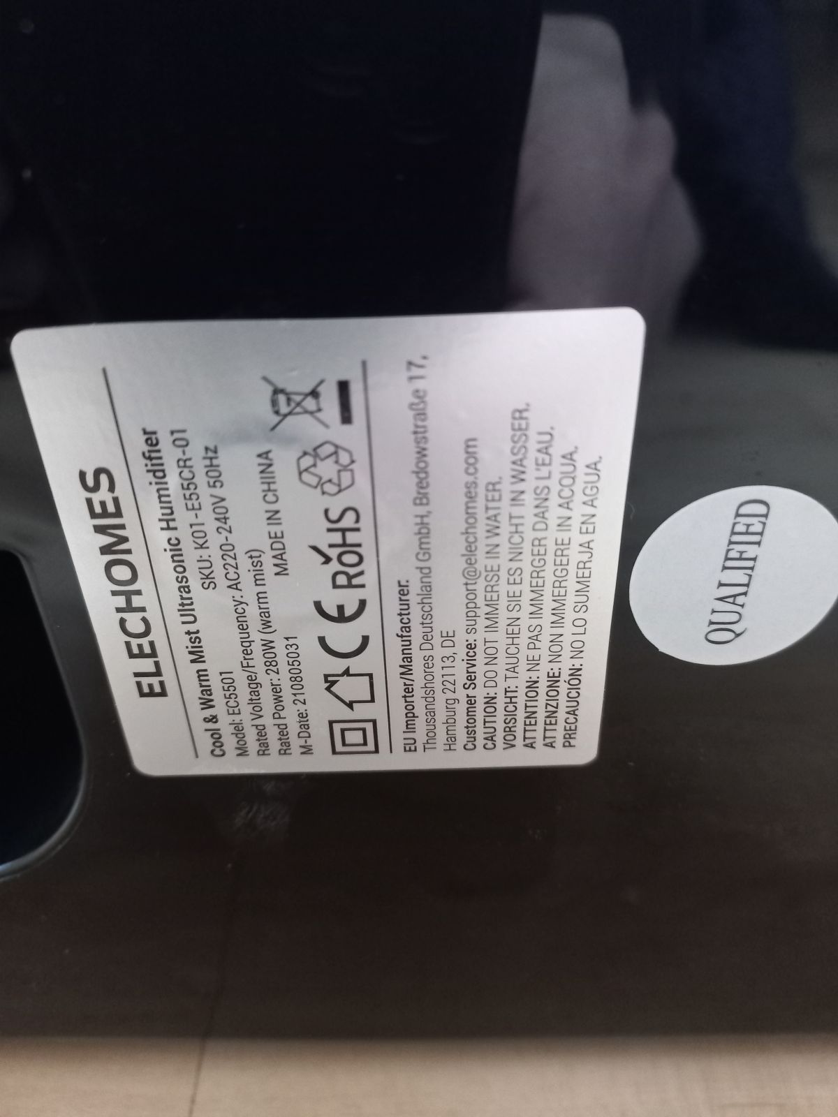 Air humidifier Elechomes 6L (black)