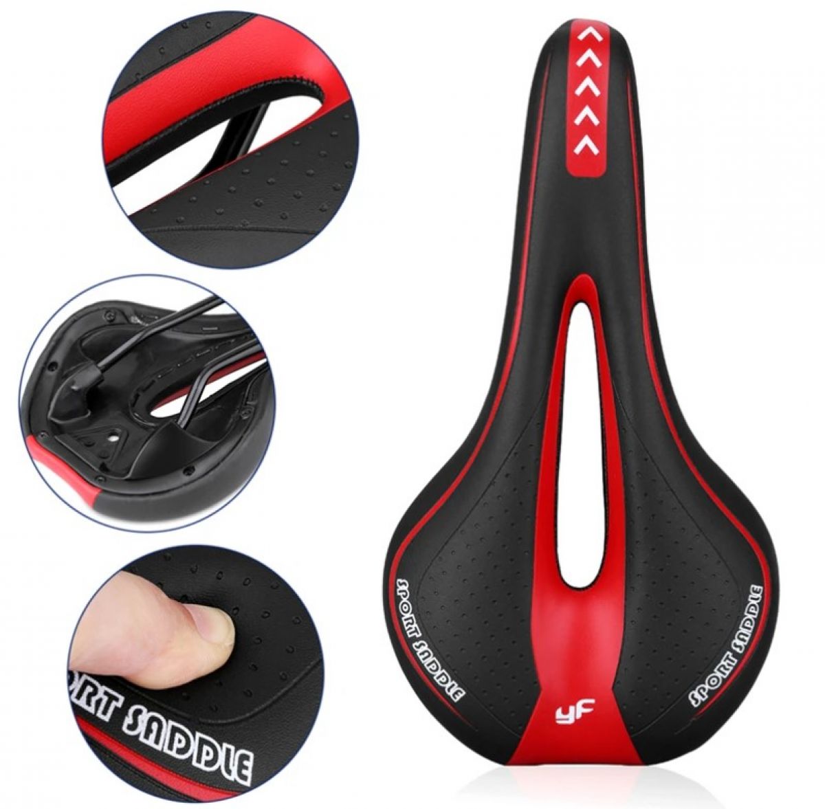 Bicycle saddle, red, 275 x 150 mm