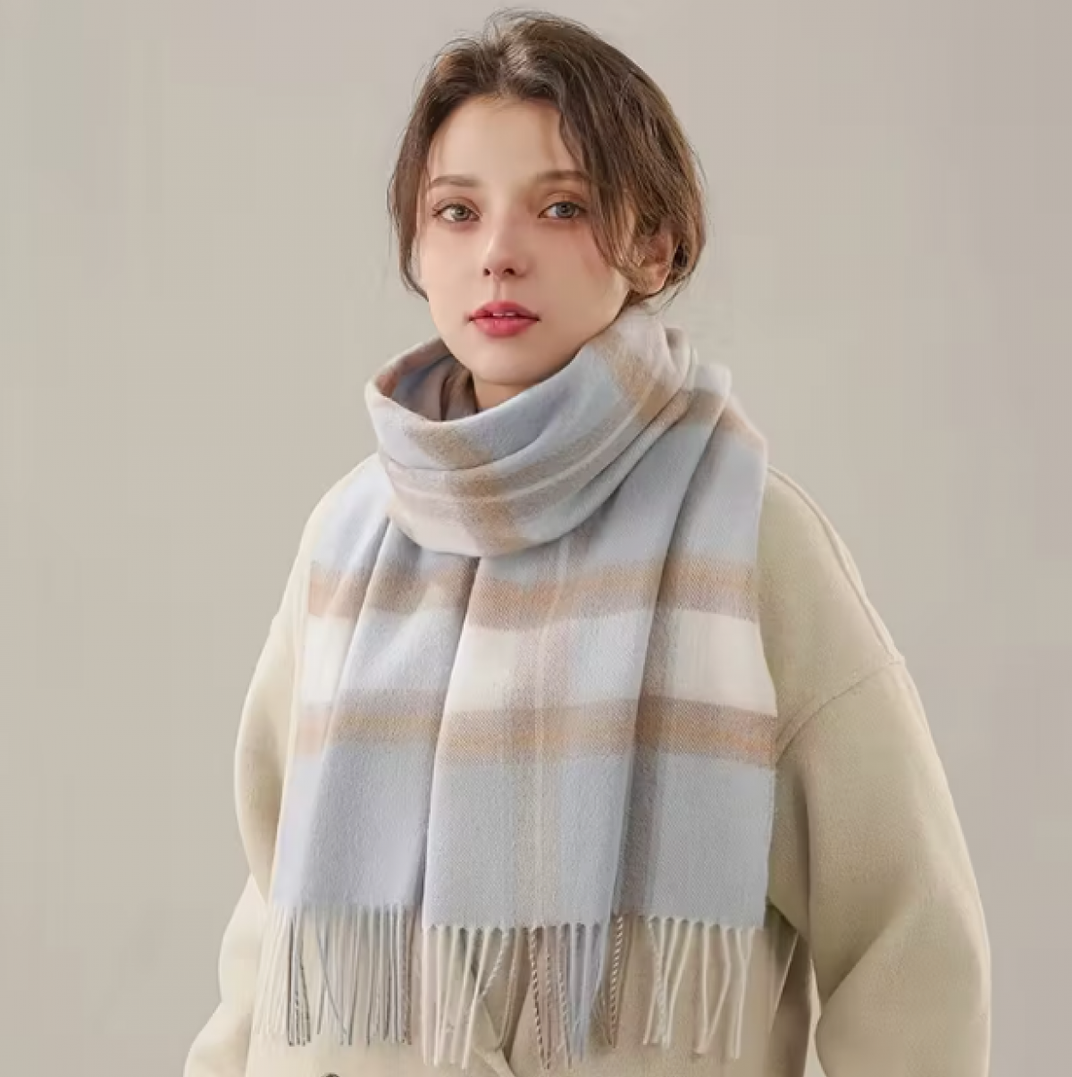 Модный шарф в шотландскую клетку, унисекс