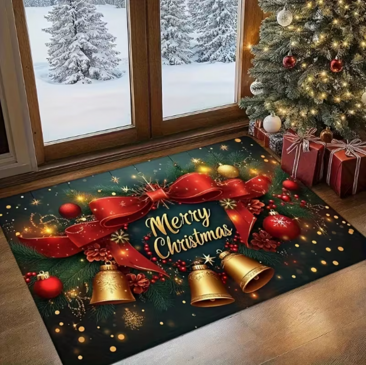 Рождественский коврик для входа 80×120 см