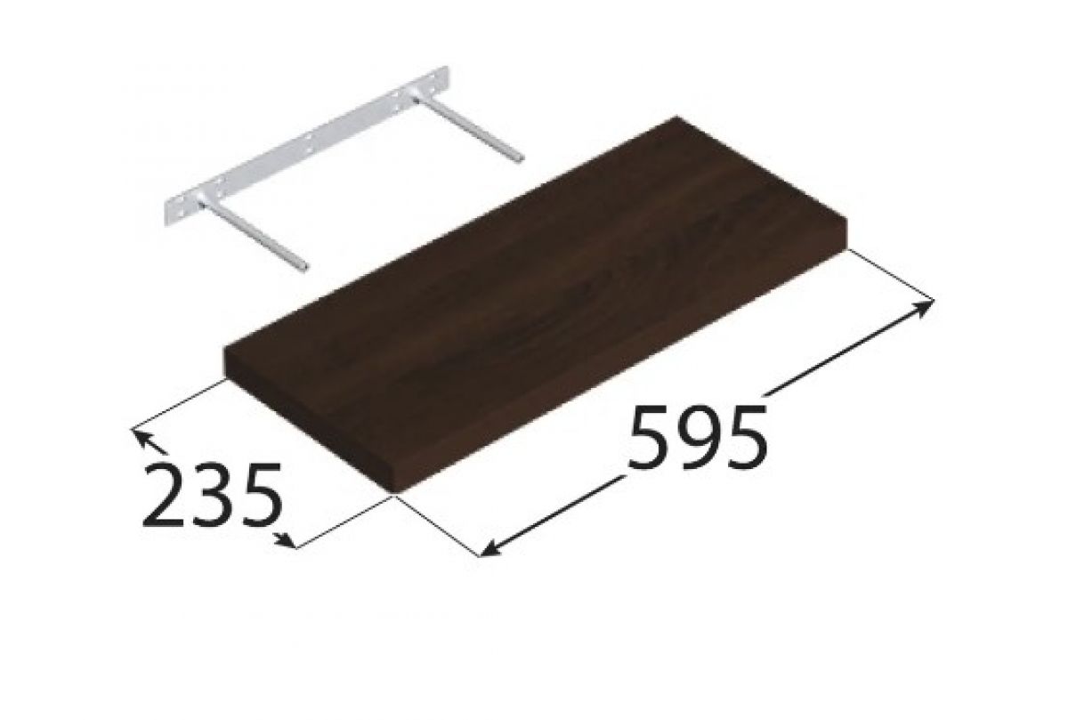 Полка со скрытым креплением 595/235, венге