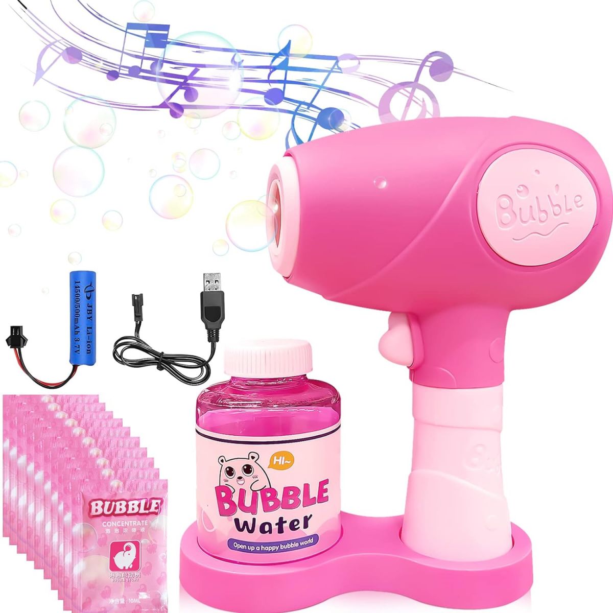 Bubble Machine with Music Light, Bubble Gun for Children