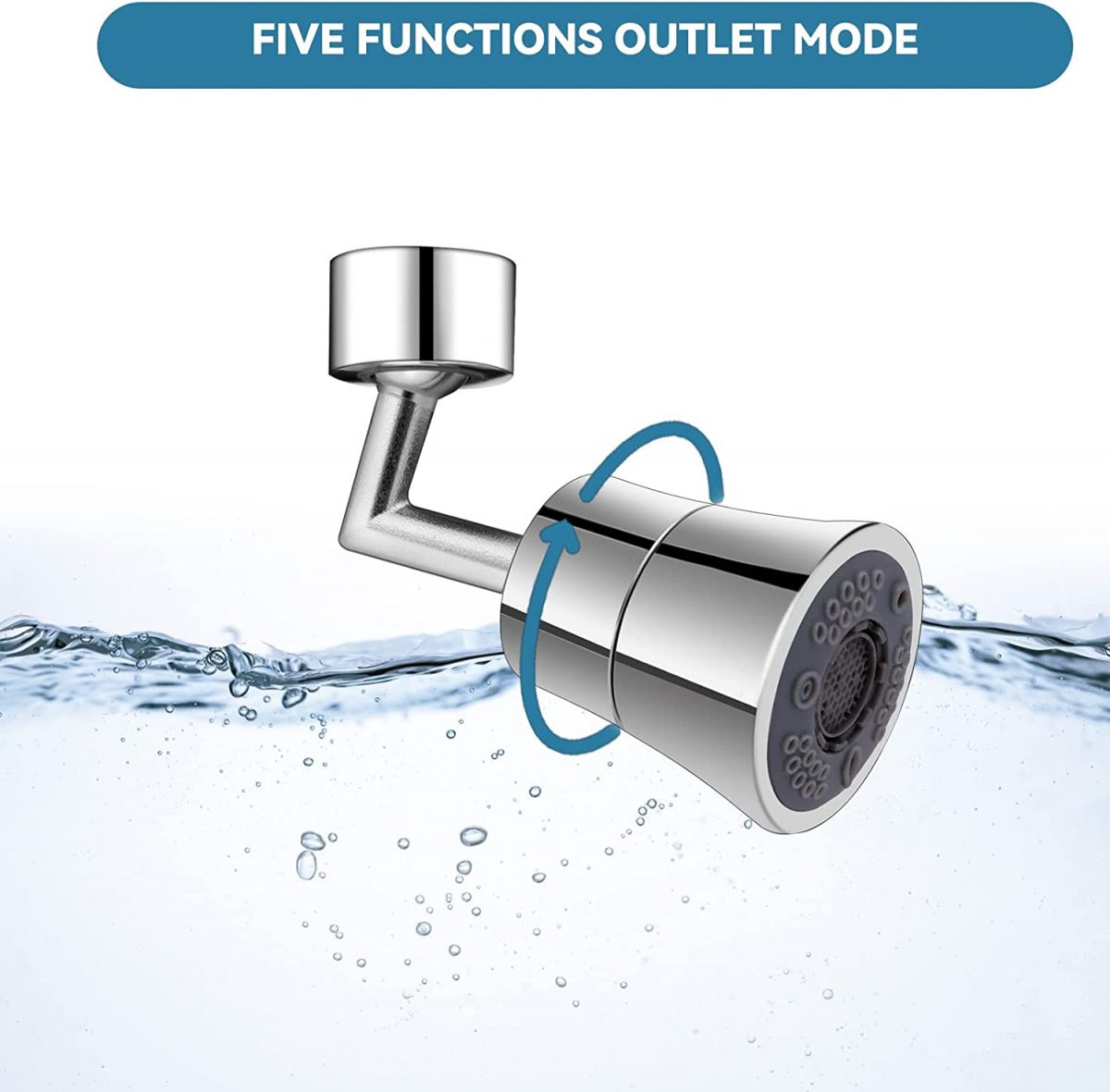 Swivel faucet mount, 720 degrees rotatable.