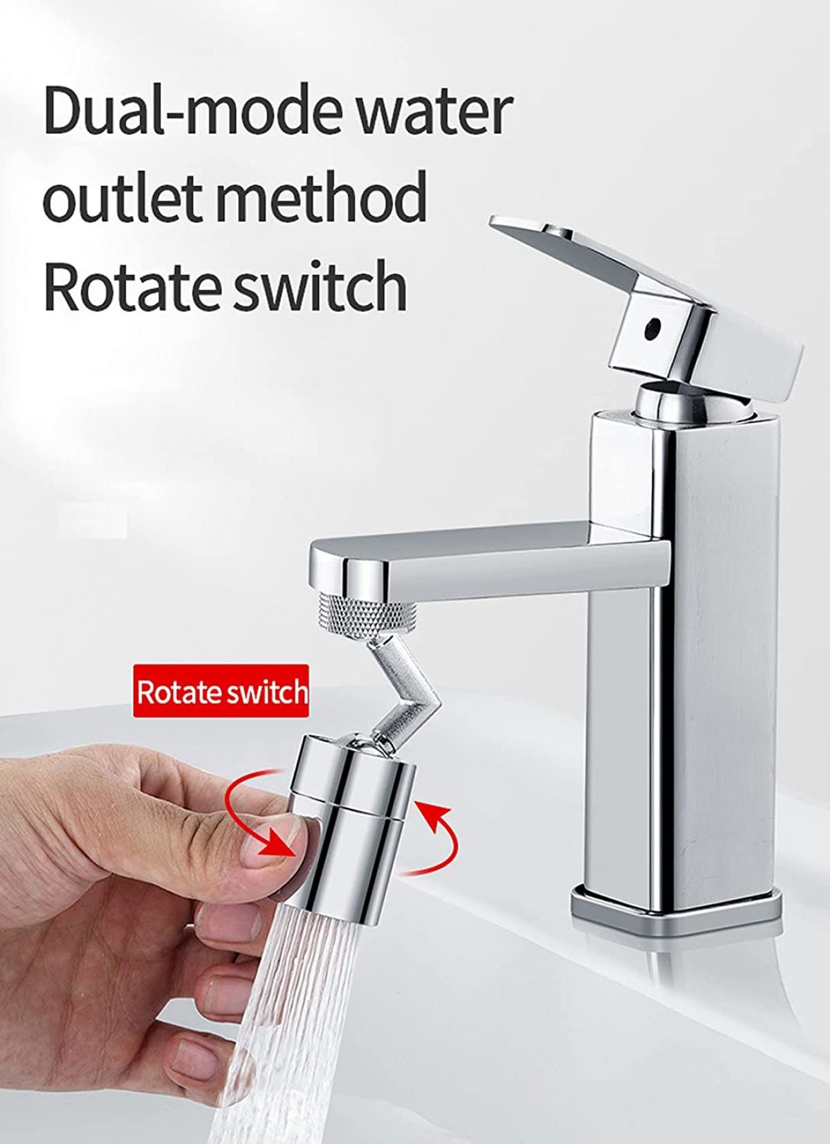 Swivel faucet attachment, 720 degrees rotatable, sink filter with internal thread 22 mm