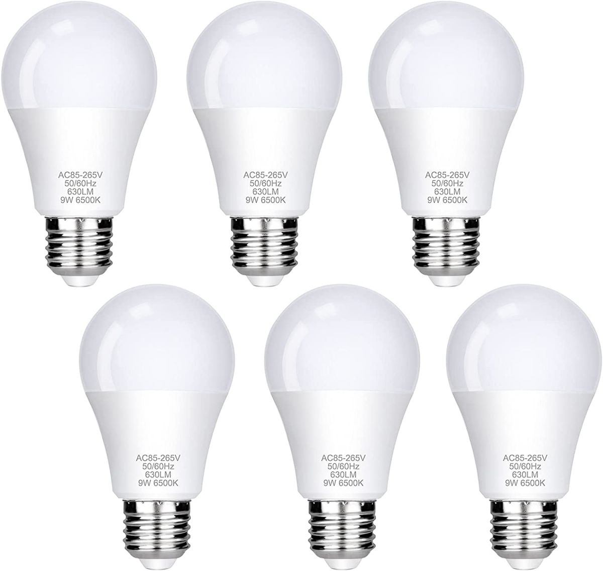 LED Light Bulb, 9 W, 6 pcs