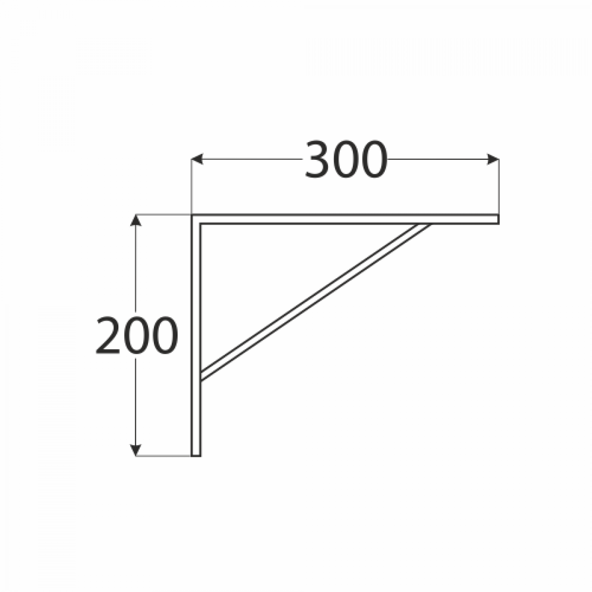 Reinforced Steel Shelf Bracket WSWP300 300x200x4,0 mm Black DOMAX