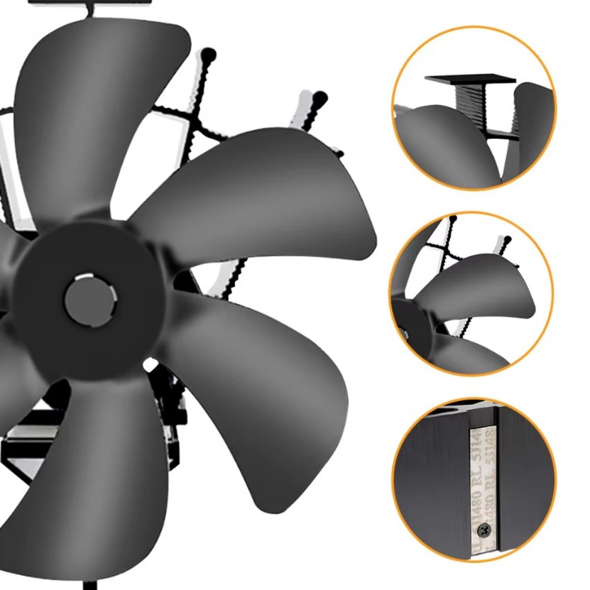 Stove Fan, 6 Blades Fireplace Fan