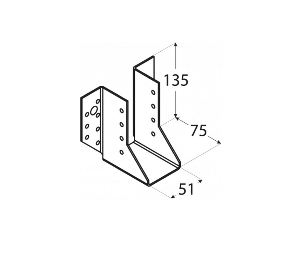 Joist hanger WB11 51x135x75x2,0 mm DOMAX