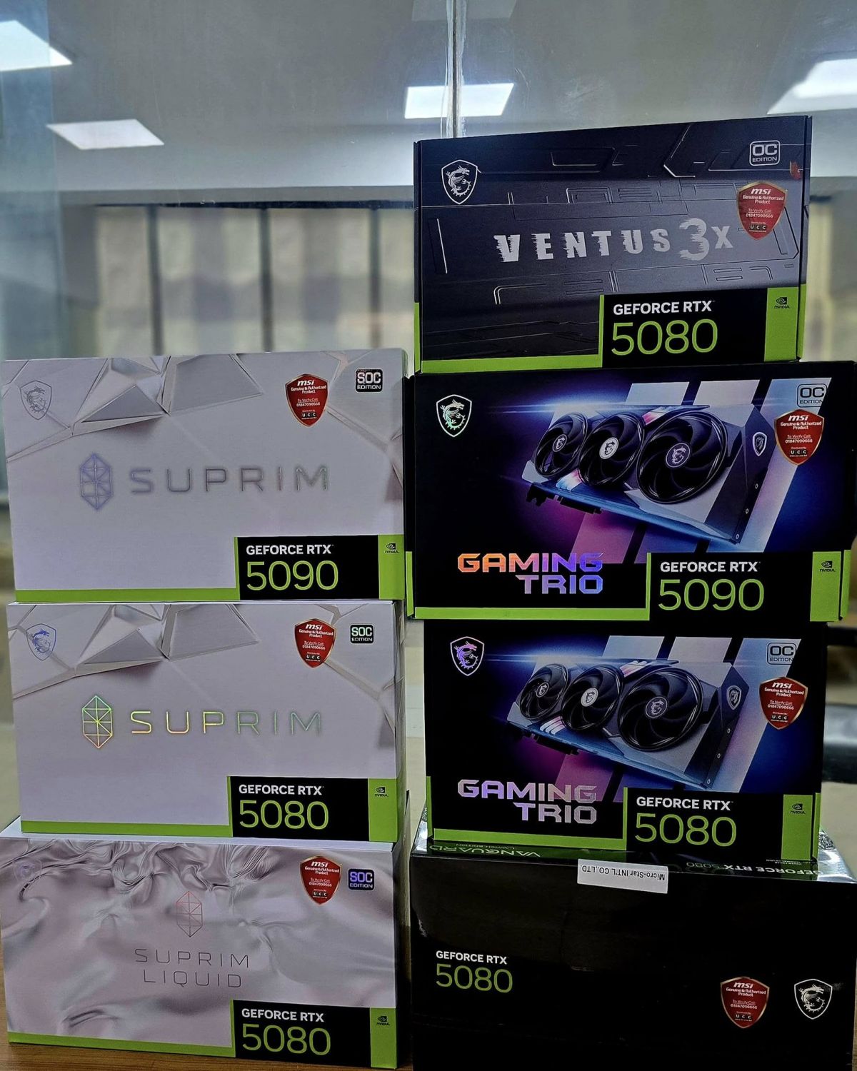 GeForce RTX 5090, RTX 5080, RTX 5070 Ti, RTX 5070, RTX 4090, RTX 4080 Super,  RTX 4080, RTX 4070 Ti Super,  RTX 4070 Ti, RTX 4070 Super,