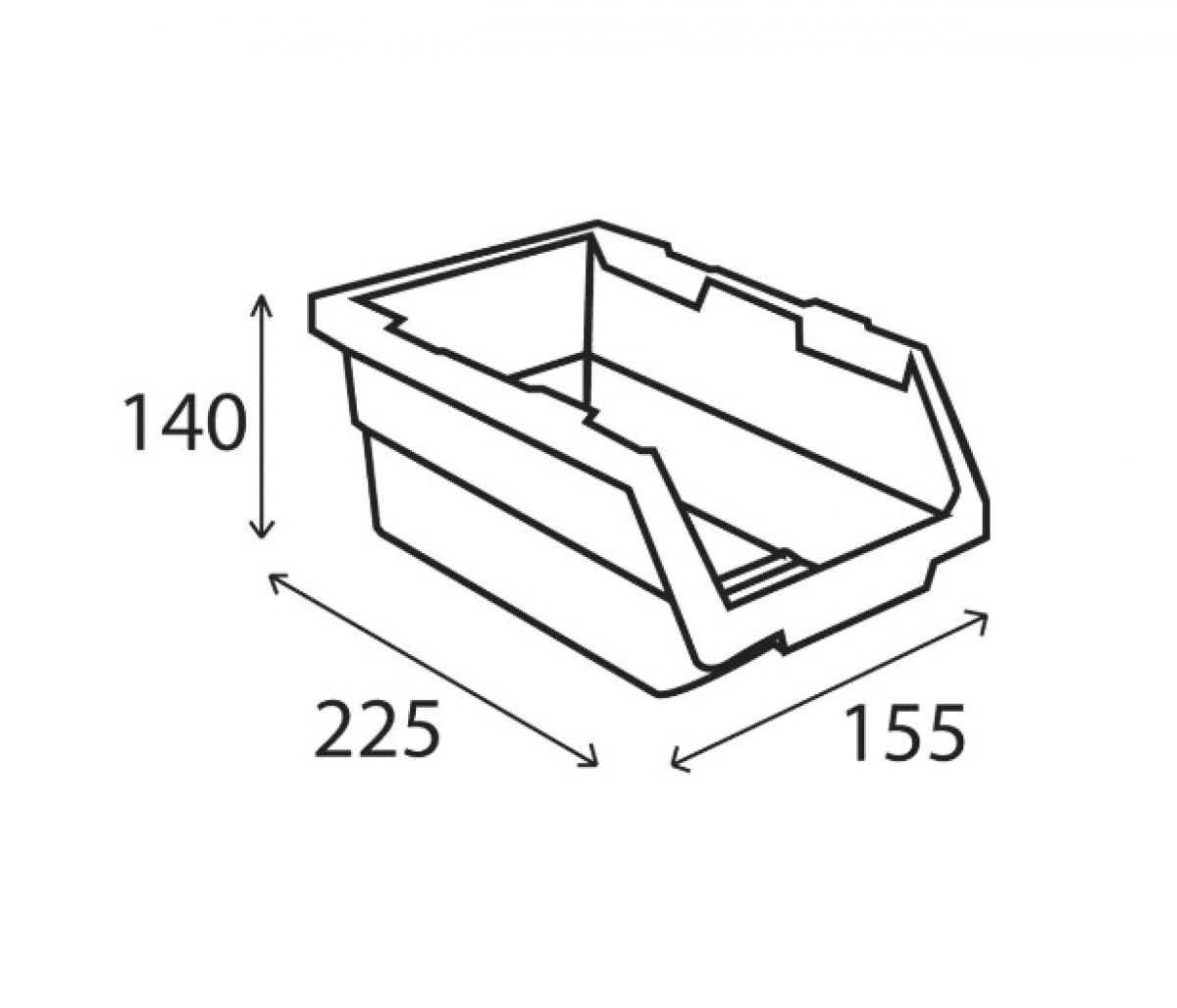 Пластиковый лоток с ручкой 225x155x140 комплект 2 шт