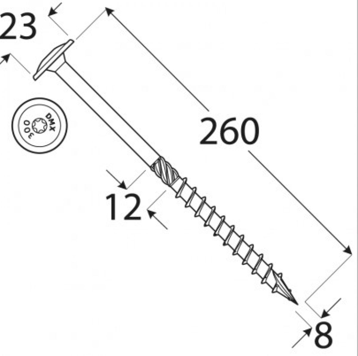 CT 8×260 50 tk/pakk TORX T40