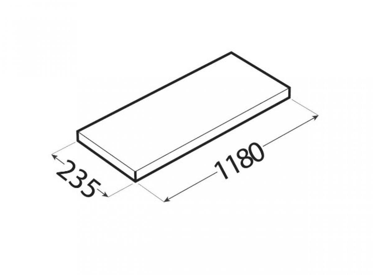 Полка со скрытым креплением 1180×235, серая