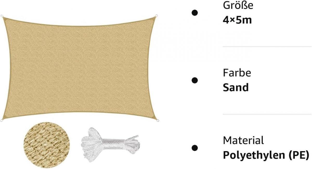 Солнцезащитный козырек Sekey 4×5 м, песочный цвет
