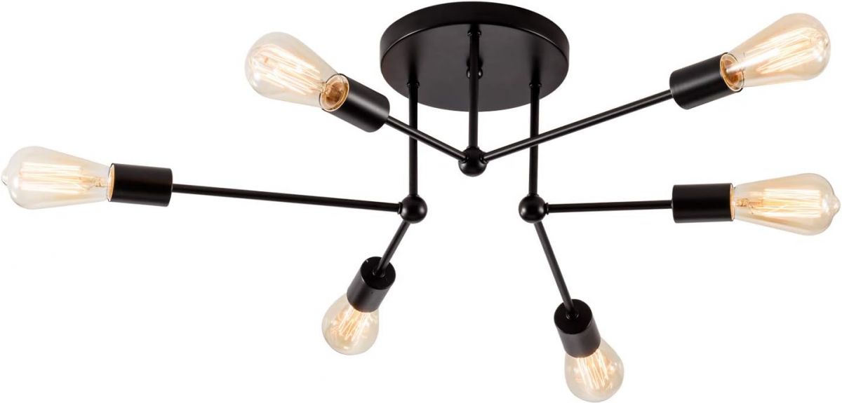 Ceiling lamp SOZOMO, 66 x 18 cm, 6 bulbs, E27, black