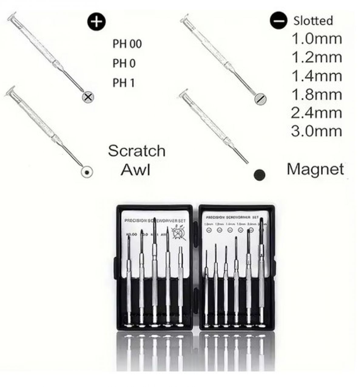 Precision Mini kruvikeerajate komplekt 11 tk.