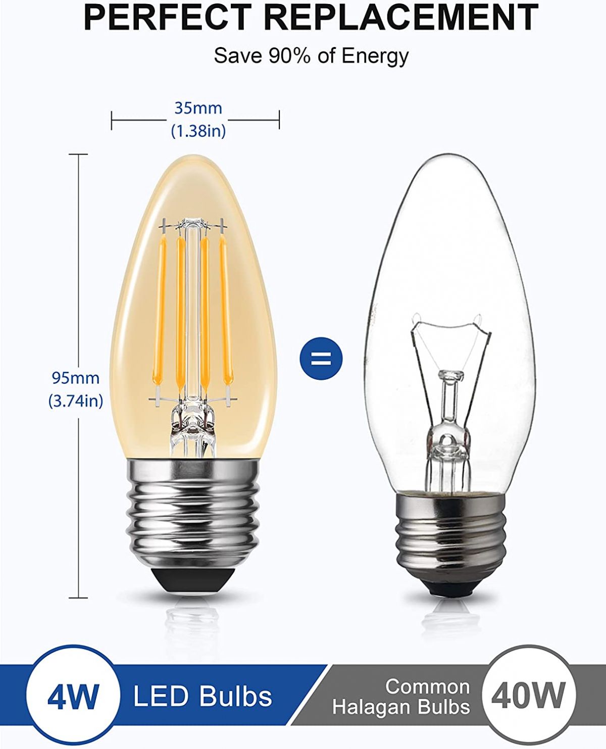 Светодиодная лампочка E27, 4 шт., 4 Вт