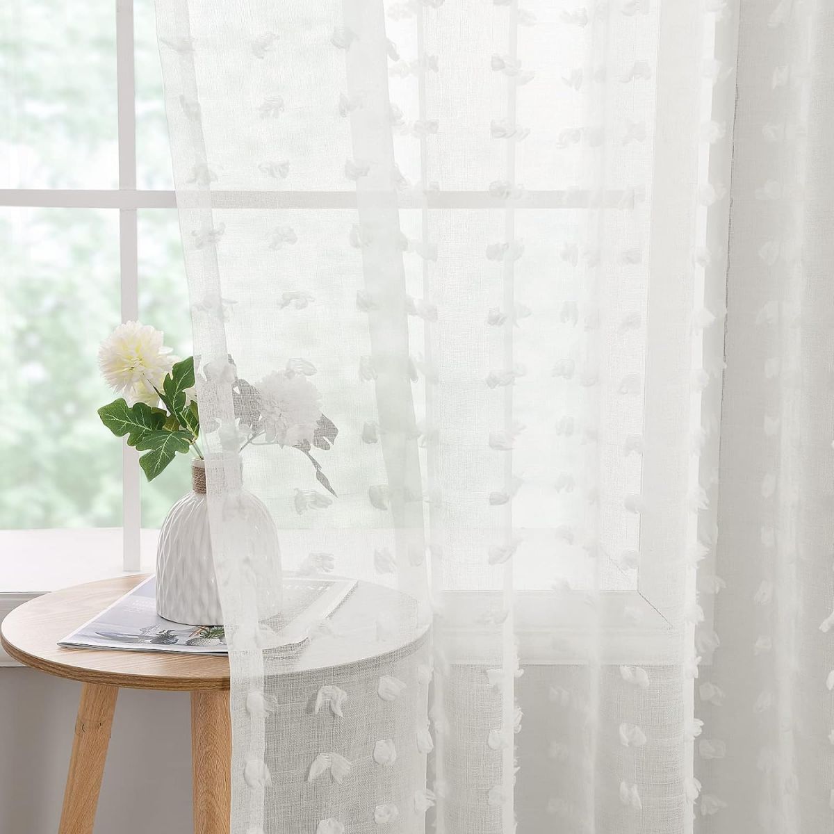 Cream Curtain Voile Hokibero, 2 pcs., 160 x 140 cm