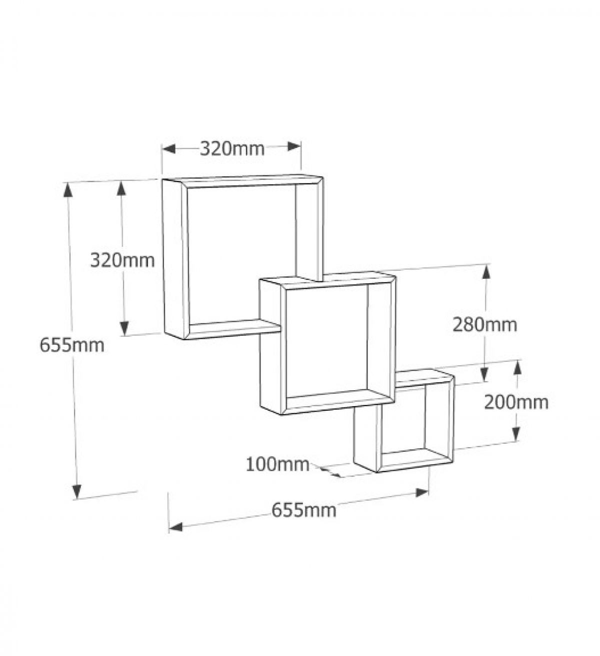 Wall Shelf Set FIS1 White 320/280/200 mm DOMAX