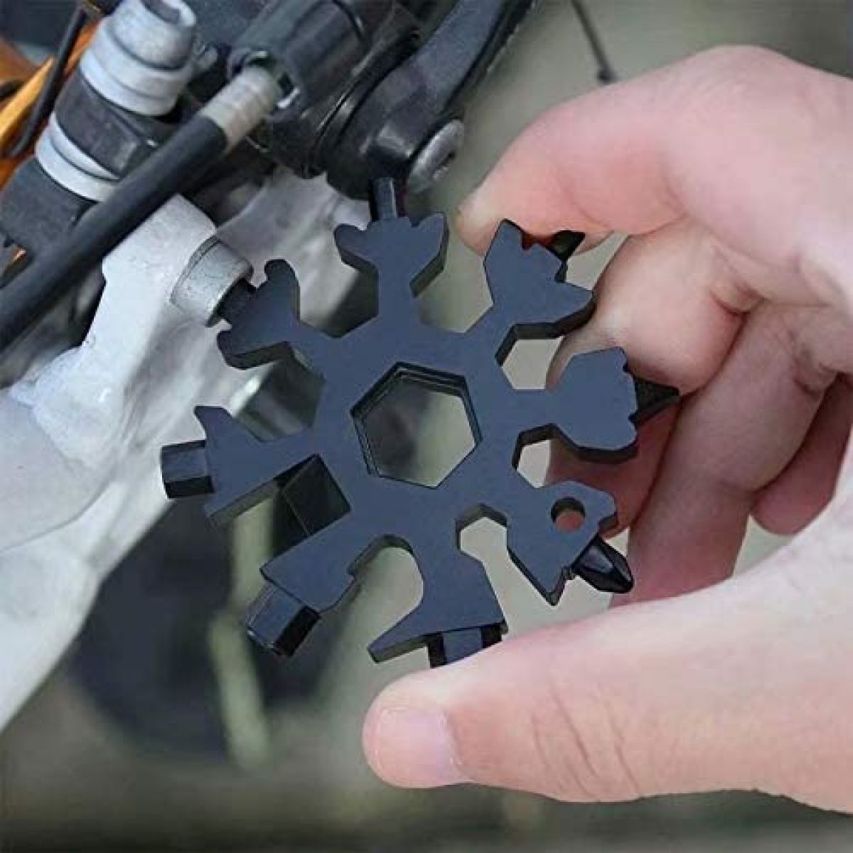 Multifunctional keychain "Snowflake" made of stainless steel