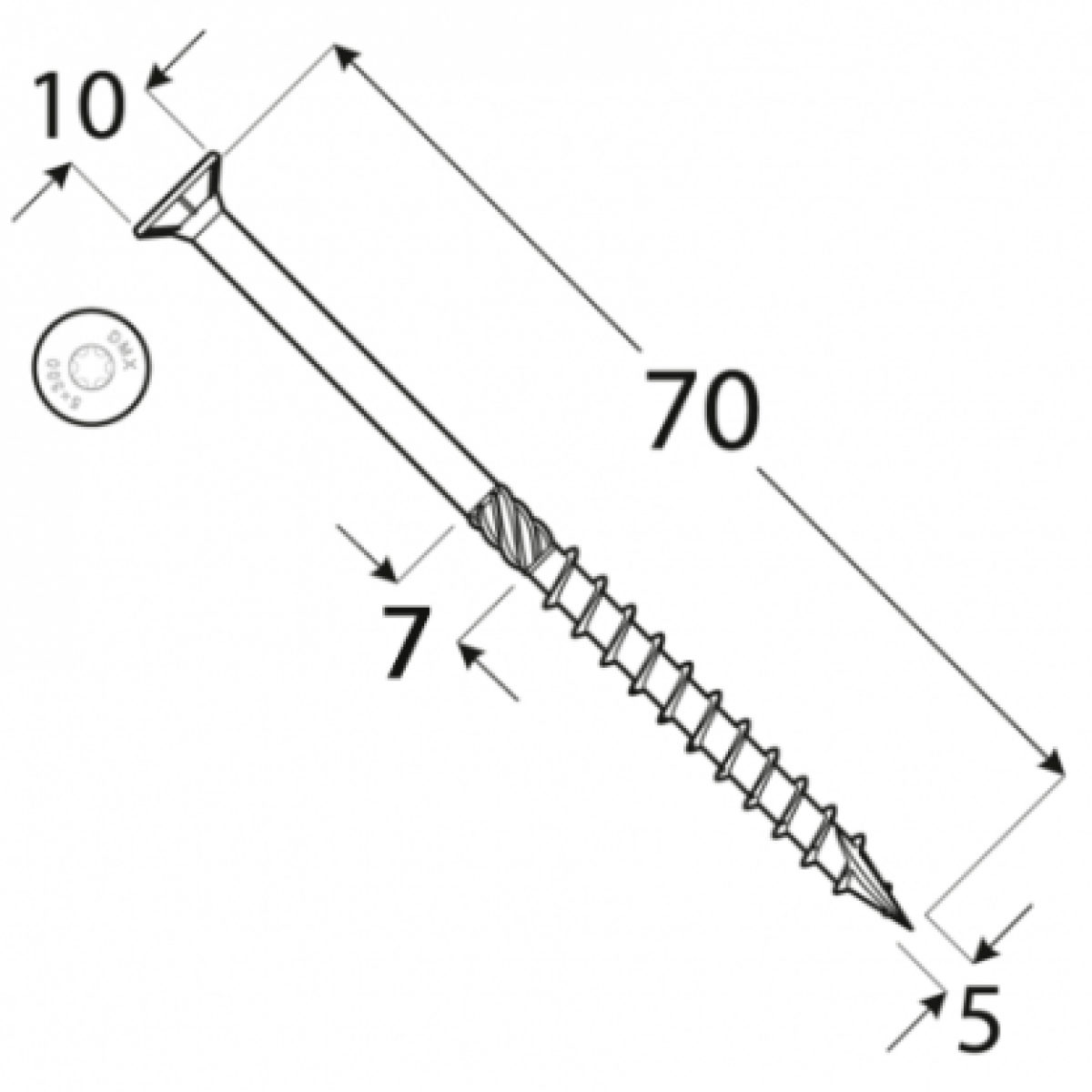 Саморез для террасной доски CS 5×70 10шт/пачка