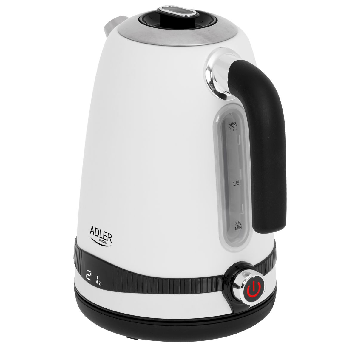 Adler AD 1295w SS satin white kettle 1,7L with LCD display & temperature regulation