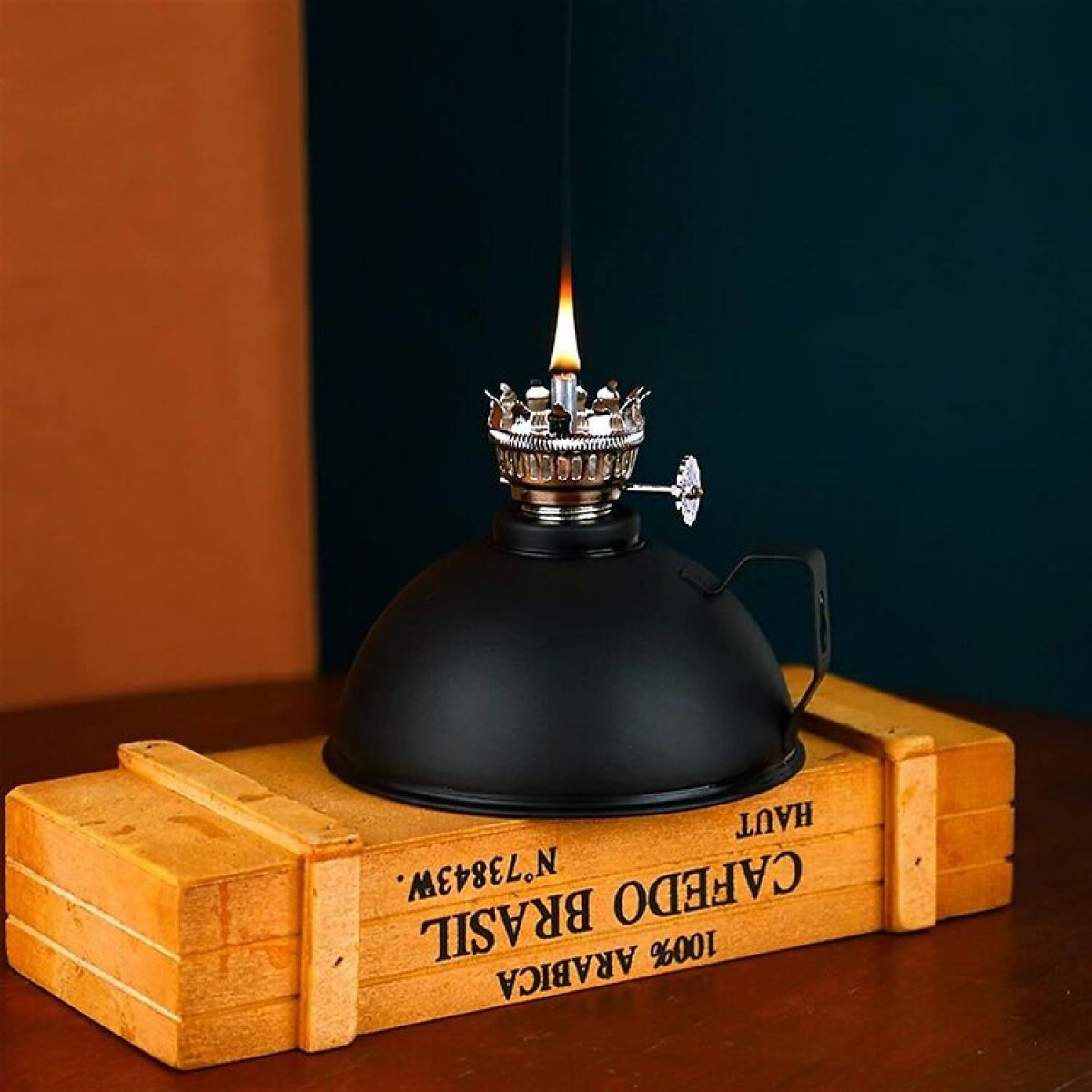 Amanigo Matte õlitatud lamp retrolamp, antiikküünal, must