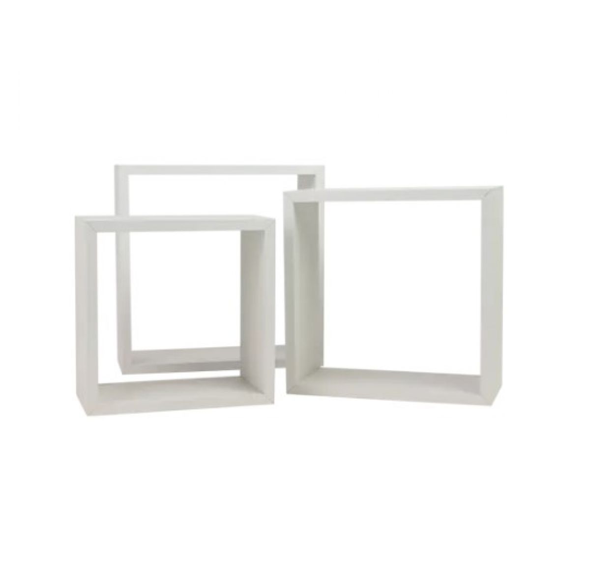 Set of 3 shelves, white, square