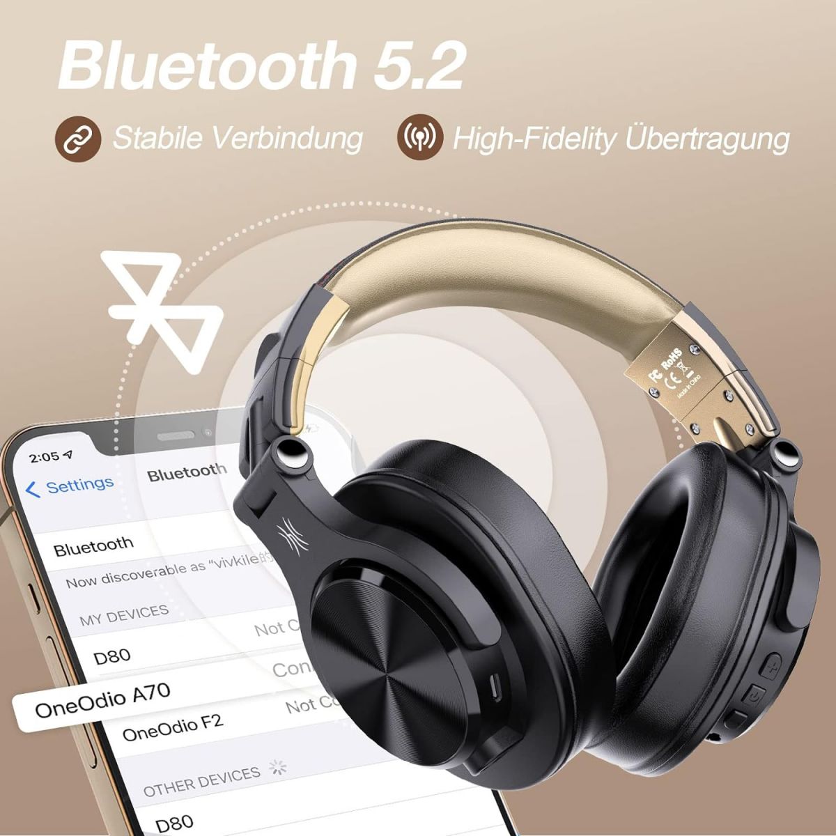 OneOdio kõrvapealsed Bluetooth kõrvaklapi​d 