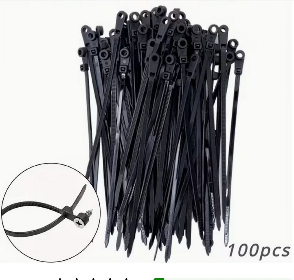 Nailonist kaablisidemete (klambrite) komplekt - 100tükki, mustad