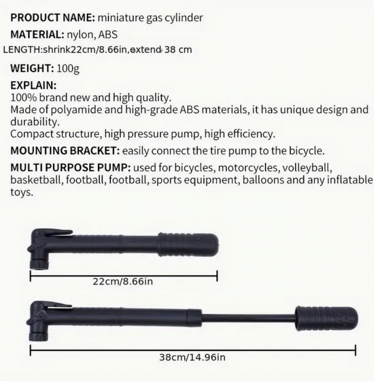 Bicycle Pump with Bracket