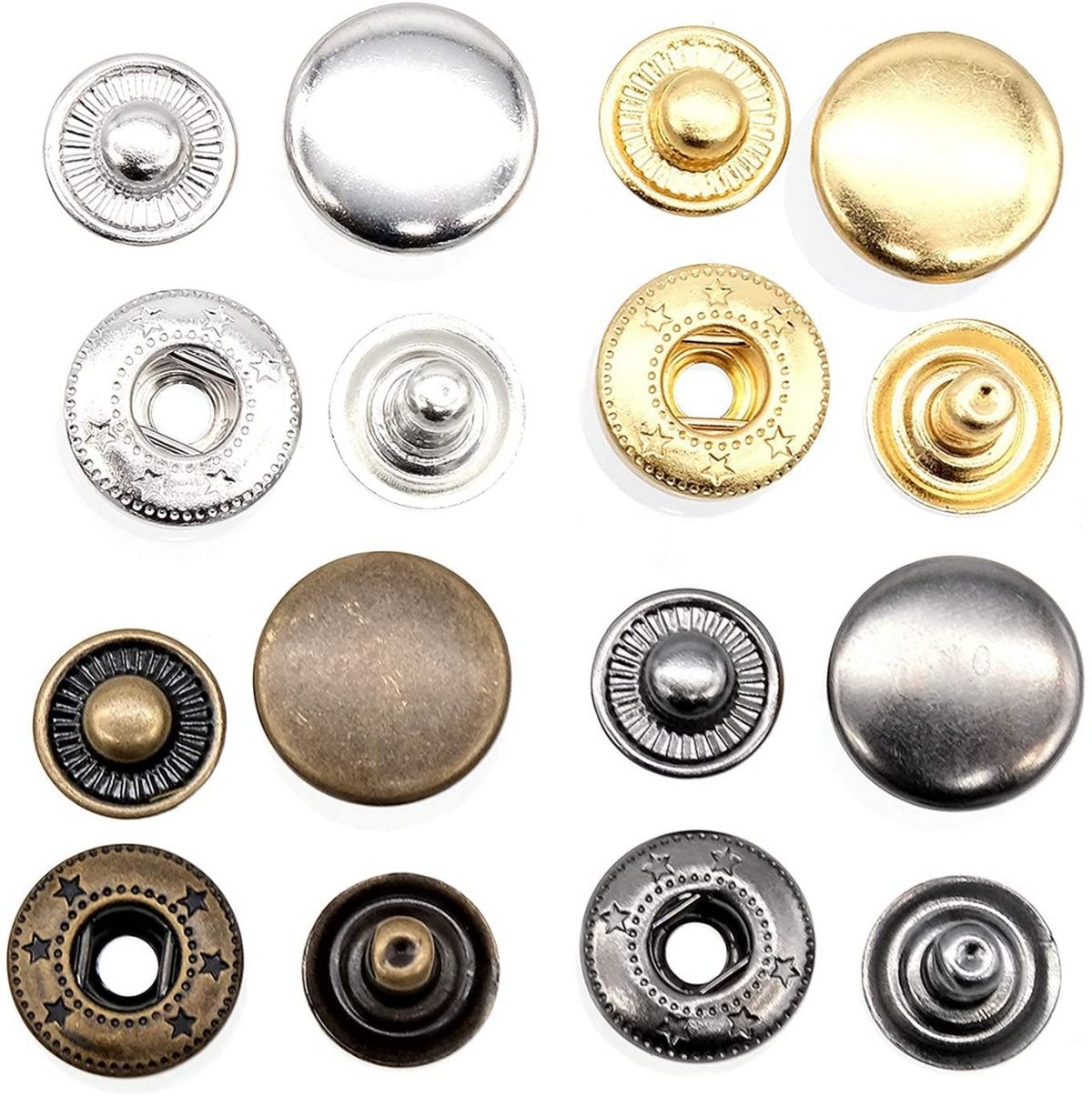 Set of metallic buttons